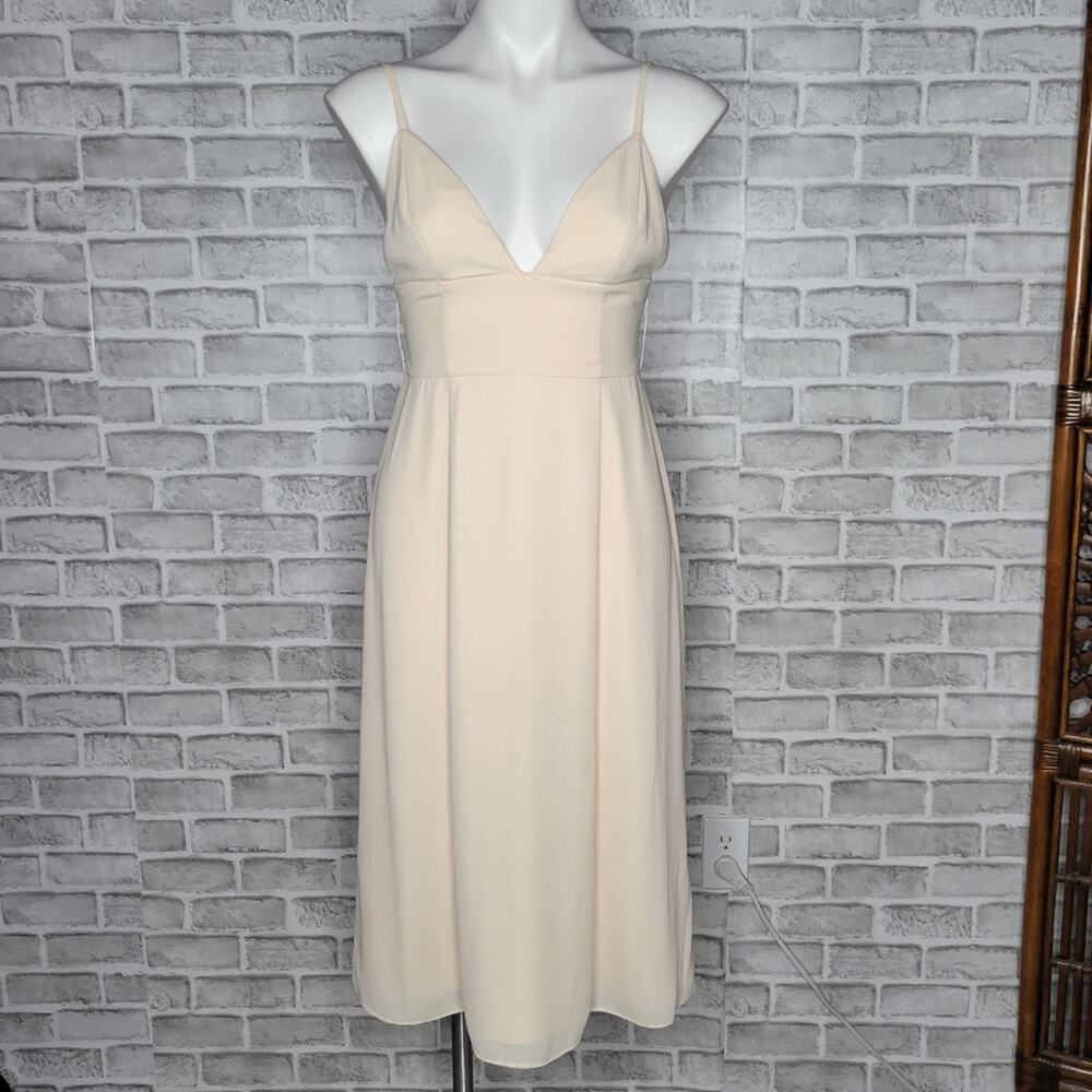 Fame and Partners Champagne Strappy Midi Dress, size 2